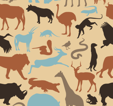 Silhuett safari coola djur tapeter - Tenstickers