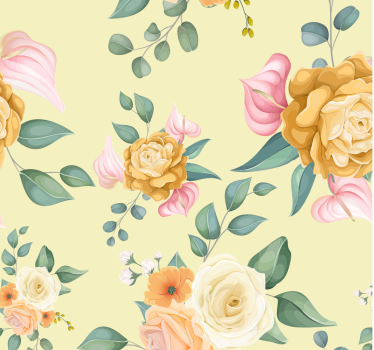 Gula rosor vintage stil lämnar tapet - Tenstickers