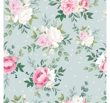 Blå och rosa blommig natur tapet - Tenstickers