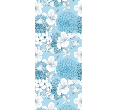 Blommig skiss motiv Tapet blommor - Tenstickers