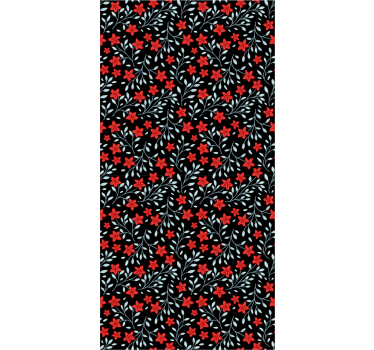 Röd och svart blommönster tapet - Tenstickers