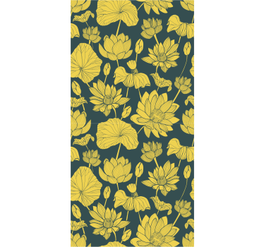 Gul blommande lotus natur tapet - Tenstickers