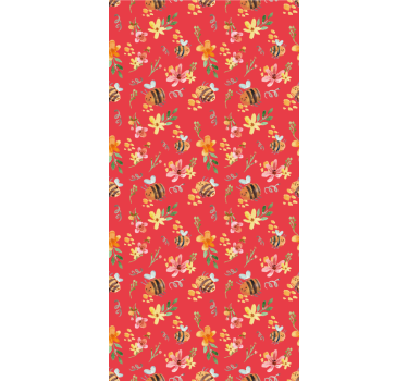 Retro bin och blommor tapeter - Tenstickers