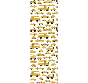 Söt design gul bil samtida tapeter - Tenstickers