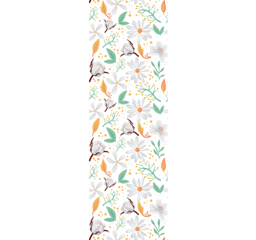 Blommor på en vit bakgrund blommig tapet - Tenstickers