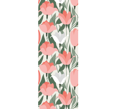 Botaniska tulpanmönster Tapet blommor - Tenstickers