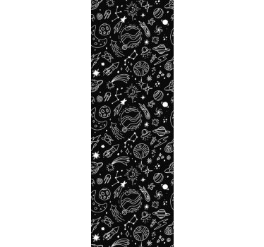 Svartvita kosmiska illustrationer barn tapet - Tenstickers