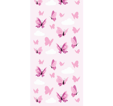 Minimalistiska fjärilar med rosa bakgrund barn tapet - Tenstickers