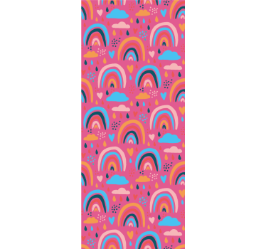 Minimalistiska regnbågar med rosa bakgrund barn tapeter - Tenstickers