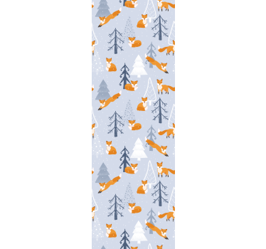 Söt räv vinter skog mönster design xmas tapeter - Tenstickers