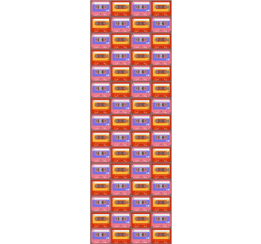 Röd och rosa 80-tals kassettmönster retro tapet - Tenstickers