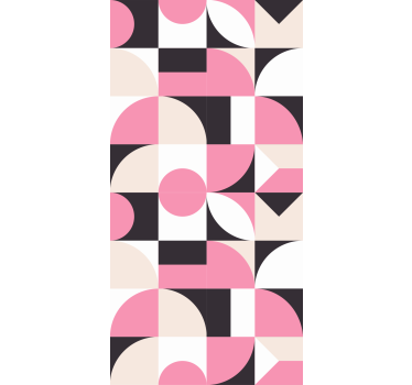 Modernt rosa och svart mönster tapet geometriska former - Tenstickers