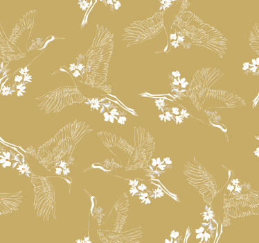 Japanska blommor och fåglar lounge tapeter - Tenstickers