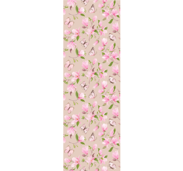 Rosa magnolia och fjärilsdesign natur tapeter - Tenstickers