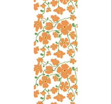 Grön orange tusensköna blomma tapet - Tenstickers