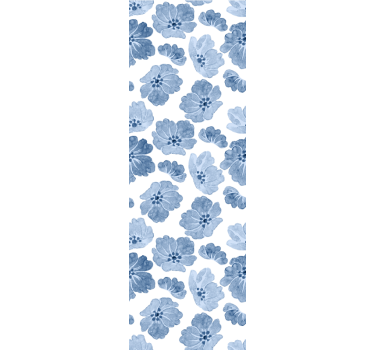 Blå akvarell målade blomma hall och trappor tapet - Tenstickers
