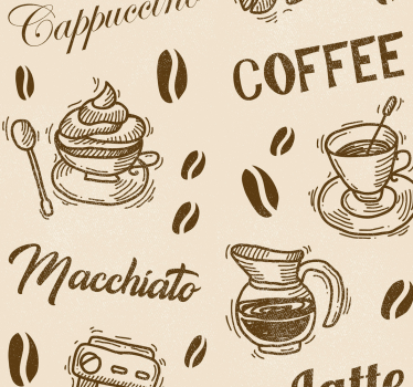 3d kaffe namn mönster alfabet tapeter - Tenstickers