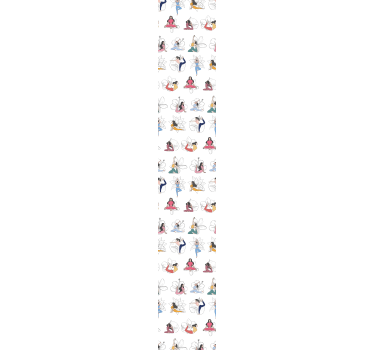 Yoga färg ikoner blommönster wallaper - Tenstickers
