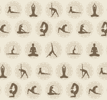 Bruna yogaikoner Beige tapet - Tenstickers