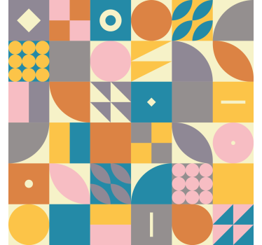 Retro geometrisk fondtapet vardagsrum - Tenstickers