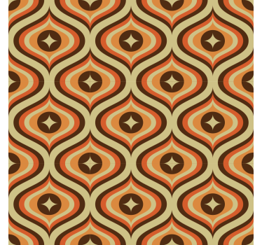 Retro orange och brun fondtapet vardagsrum - Tenstickers