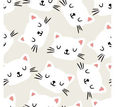 Vit katt ansikte rita barn tapet - Tenstickers