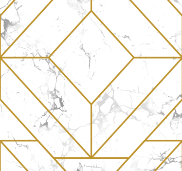 Guld och vitt geometriska fondtapet vardagsrum - Tenstickers
