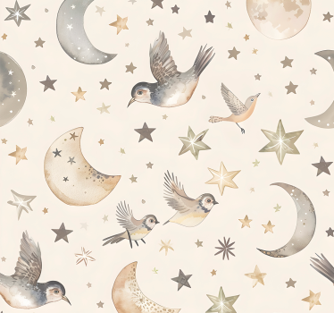 Beige natthimmel Bebis tapet - Tenstickers