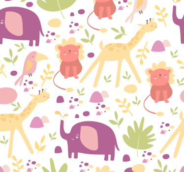 Pastellglada djur Bebis tapet - Tenstickers