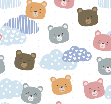 Tecknad björnar moln tapet katter - Tenstickers