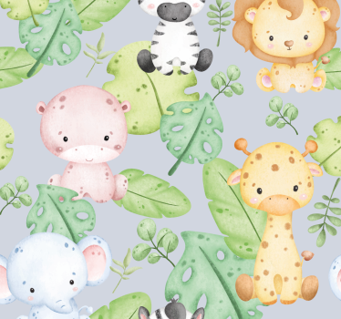 Baby design tapeter med djur - Tenstickers