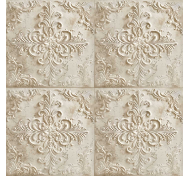 Beige kakel Barock tapet - Tenstickers