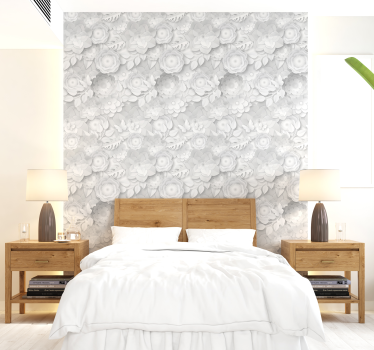3d vita blommor tapeter - Tenstickers
