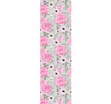 Rosa stora blommor på grå natur tapet - Tenstickers