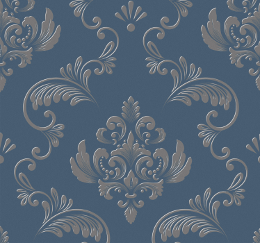 Blå och guld barock design vintage tapeter - Tenstickers