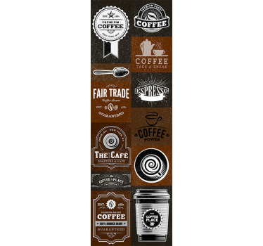 Kaffe illustrationer 3d alfabet tapet - Tenstickers