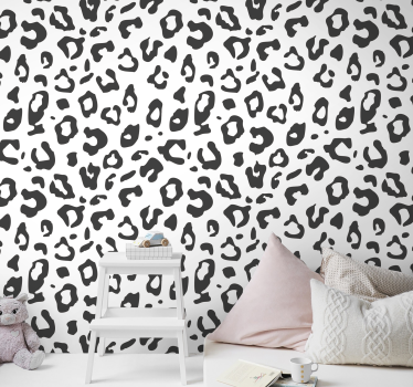 Svartvit leopard konsistens cool djur tapet - Tenstickers