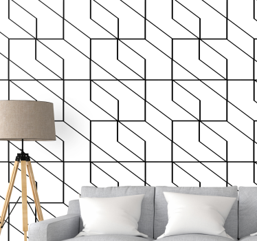 Geometriska hexagon linje mönster fyrkantiga mönster tapet - Tenstickers