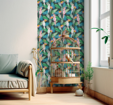 Tropiska fåglar och blad Tapet fåglar - Tenstickers