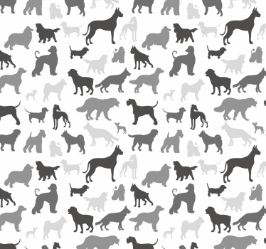 Svart hund siluett mönster tapeter för sovrum - Tenstickers