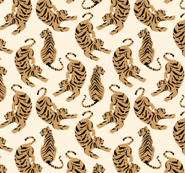 Barns tigerritningar cool djur tapet - Tenstickers