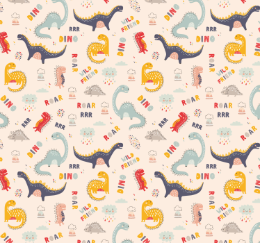 Färgglada dinosaurier med namn barn tapeter - Tenstickers