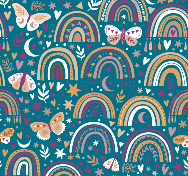 Mönster med boho regnbågar barn tapet - Tenstickers