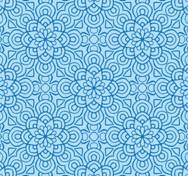 Blå mandala blomma retro tapet - Tenstickers