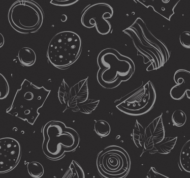 Pizza ingrediens svart kök tapet - Tenstickers