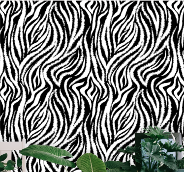 Klassisk oregelbunden svart och vit zebra lounge tapet - Tenstickers