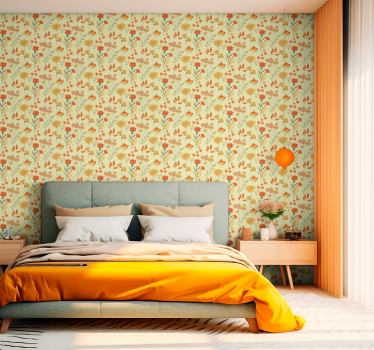 70-talet pop blommor mönster vintage tapet - Tenstickers