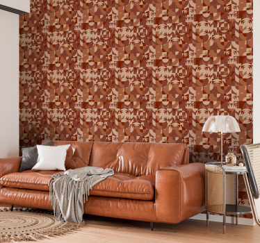 Abstrakt geometrisk design terracotta tapet - Tenstickers