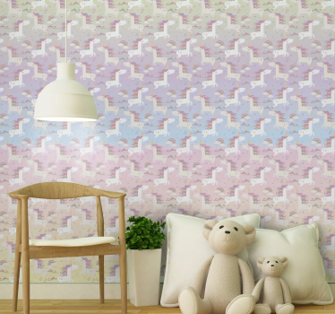 Akvarell unicorn barn tapet - Tenstickers