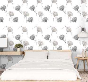 äng blommor mönster på vit tapet för sovrum - Tenstickers